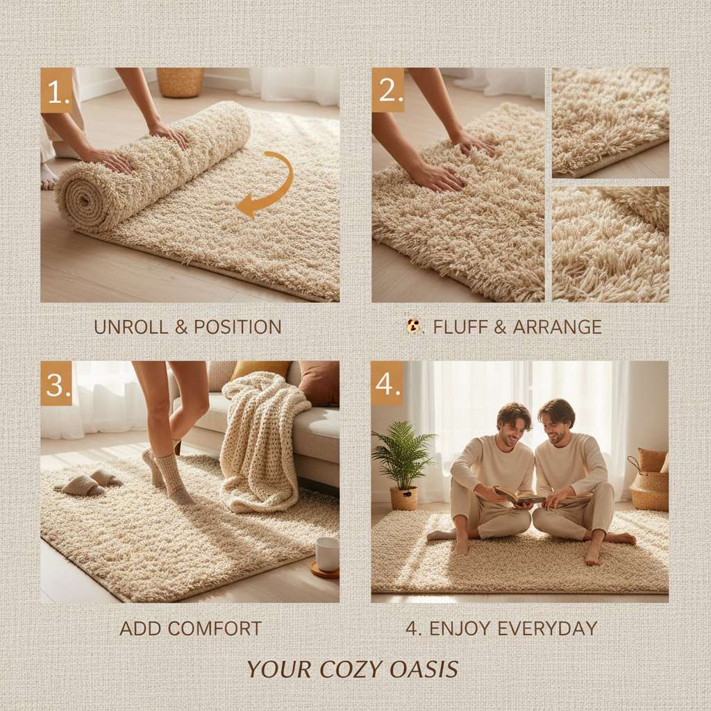 Enhance Your Home Comfort with a Luxurious Fluffy Beige Rug