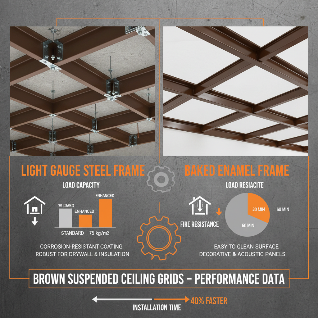 brown suspended ceiling grid