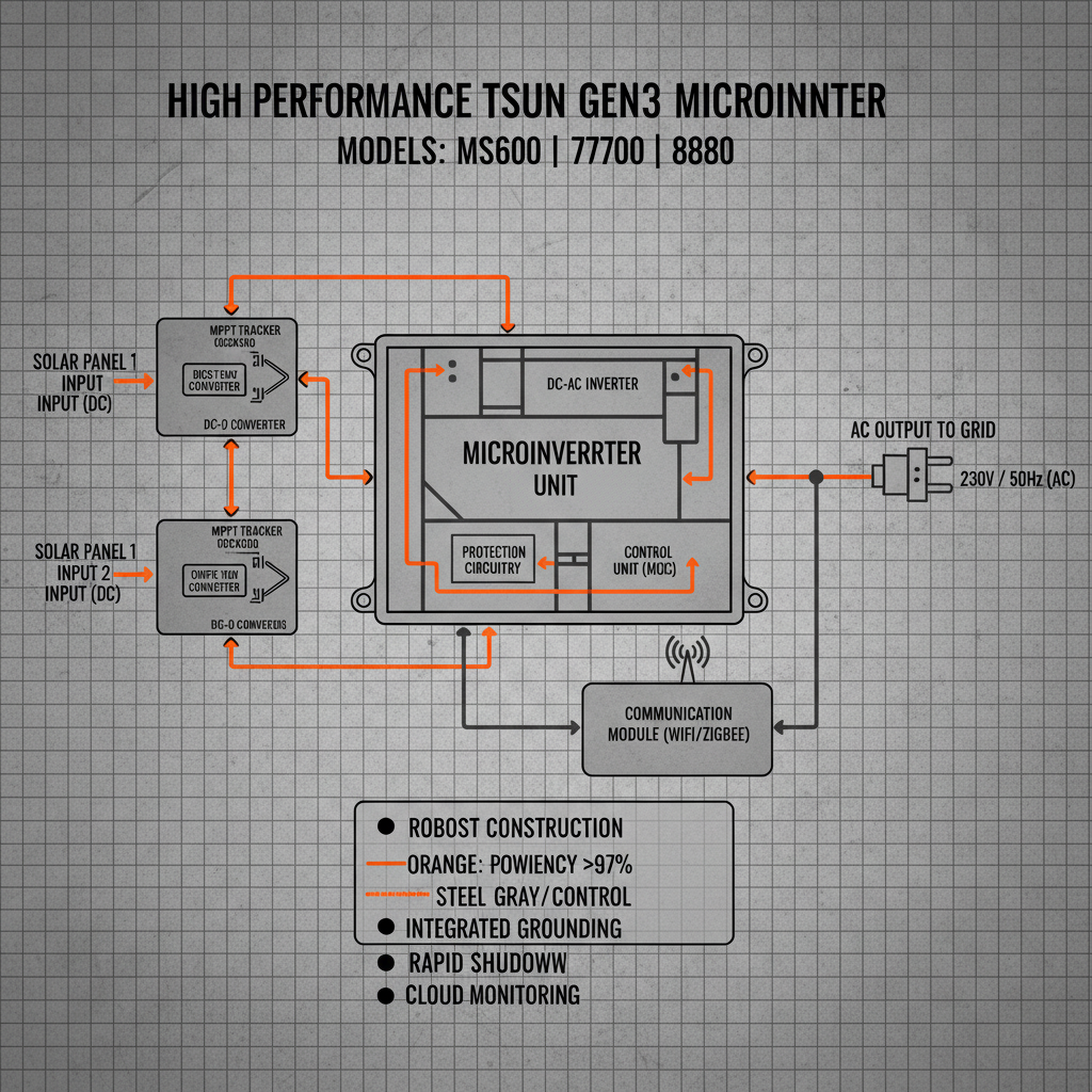 High Performance Tsun Gen3 Microinverter Ms600ms700ms800 Advancing Solar Energy Technology