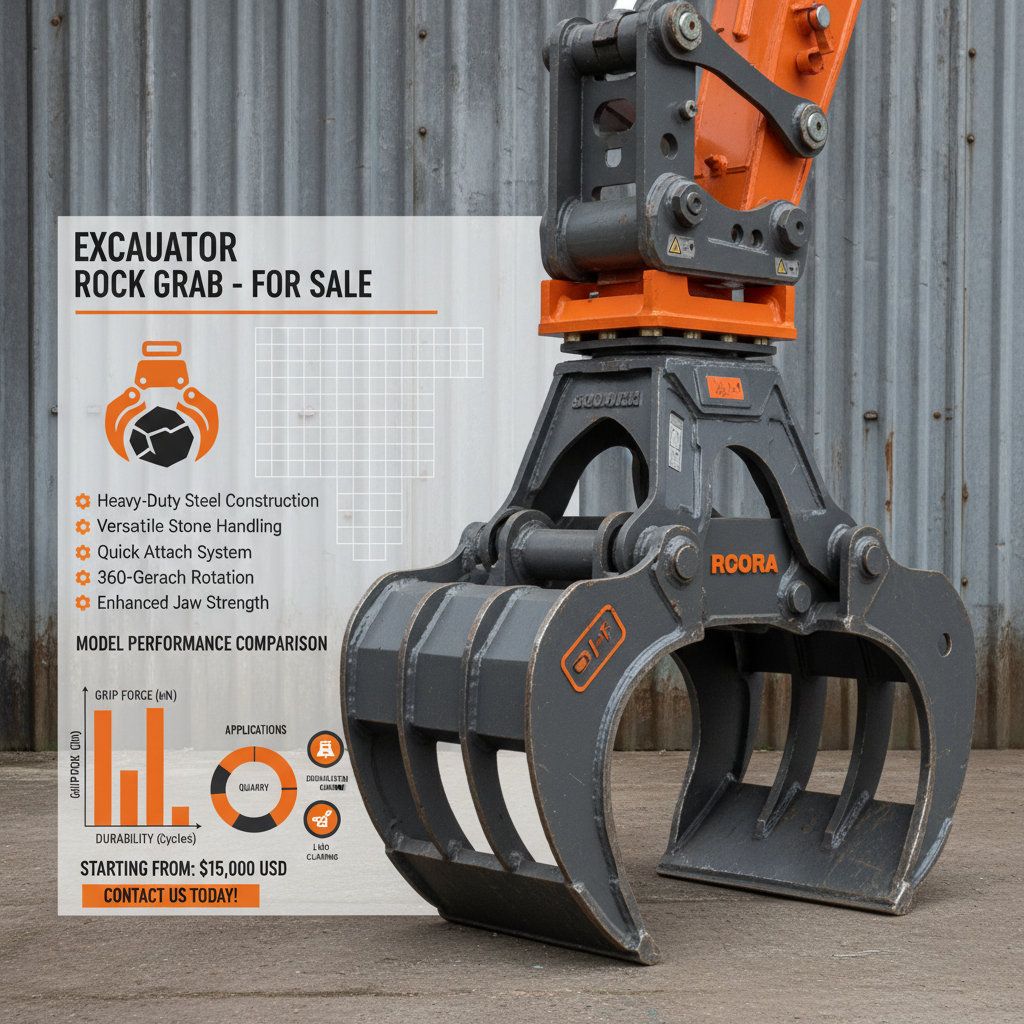 excavator rock grab for sale