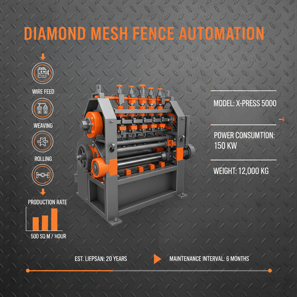 diamond mesh fence making machine