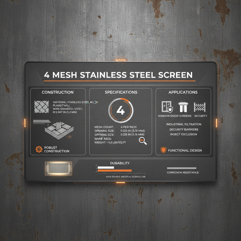 High Performance 4 mesh stainless steel screen for Industrial Filtration and Separation