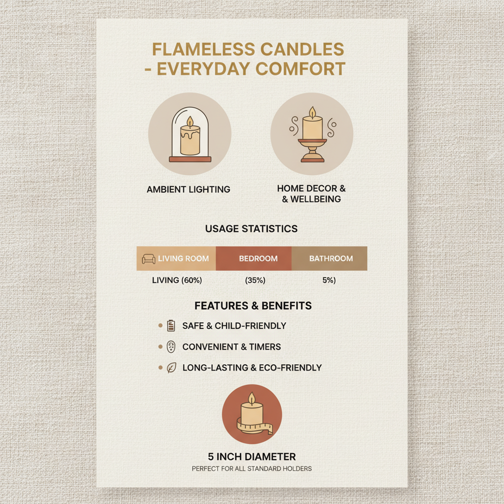 Enhance Your Space with Elegant 5 Inch Diameter Flameless Candles