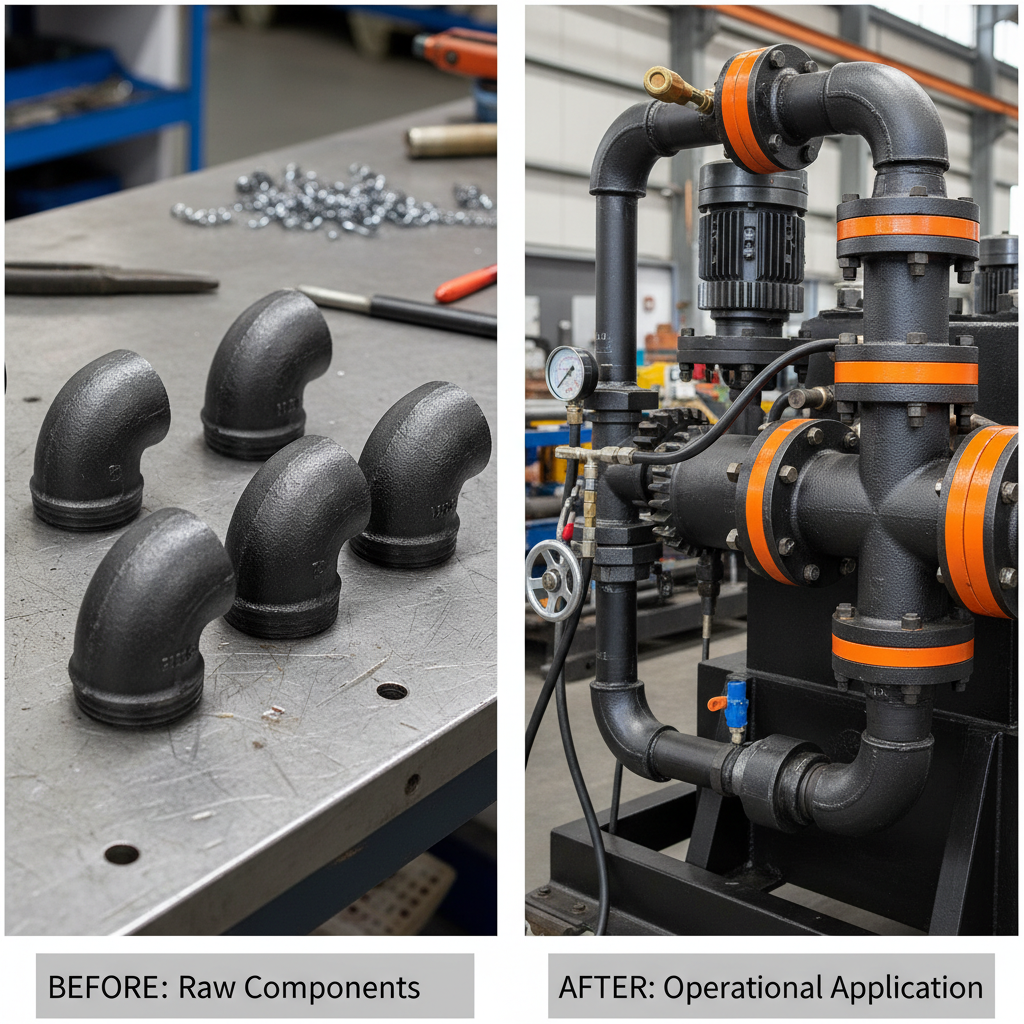 China Black Malleable Iron Pipe Fitting Elbow Guide For Industrial Piping Systems