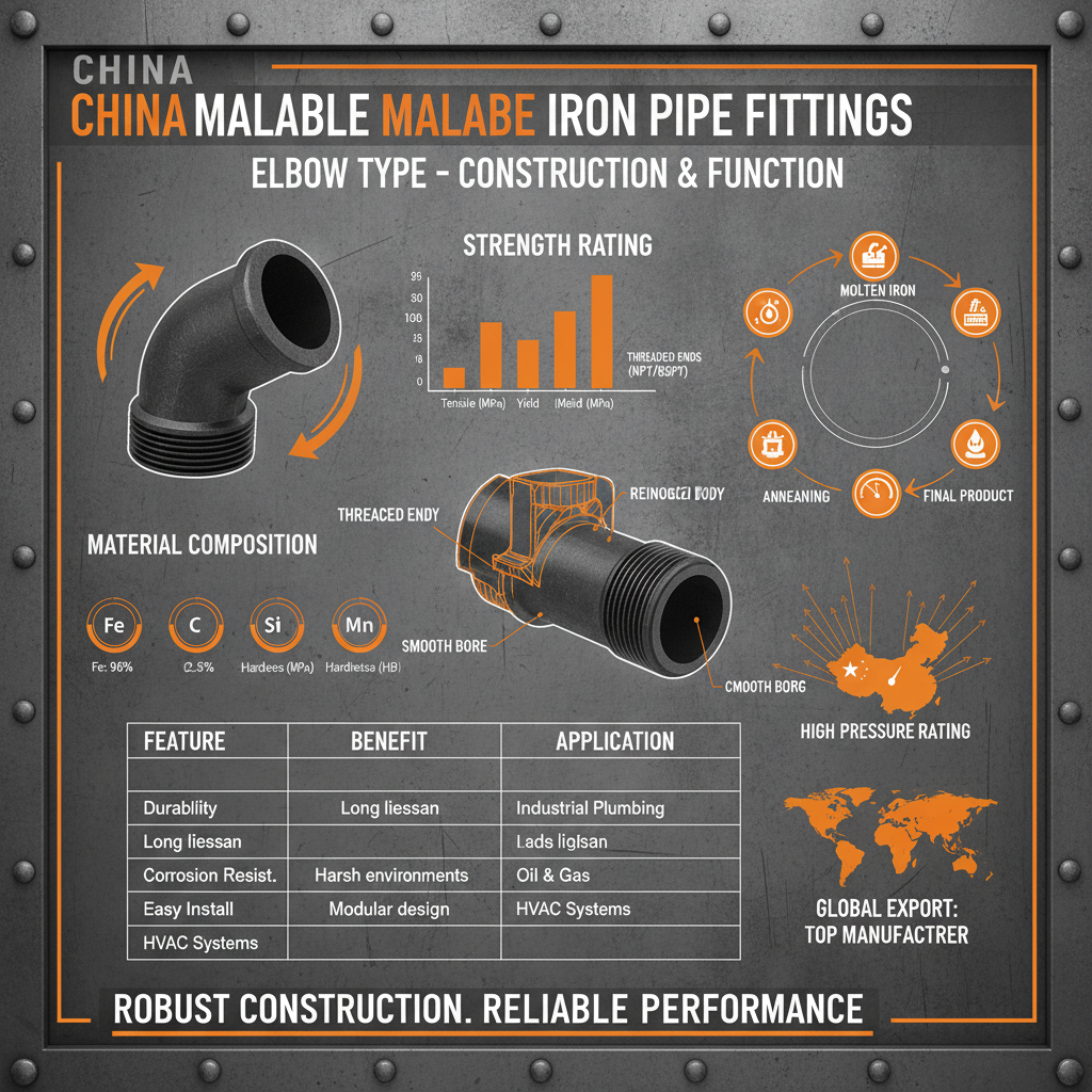 China Black Malleable Iron Pipe Fitting Elbow Guide For Industrial Piping Systems