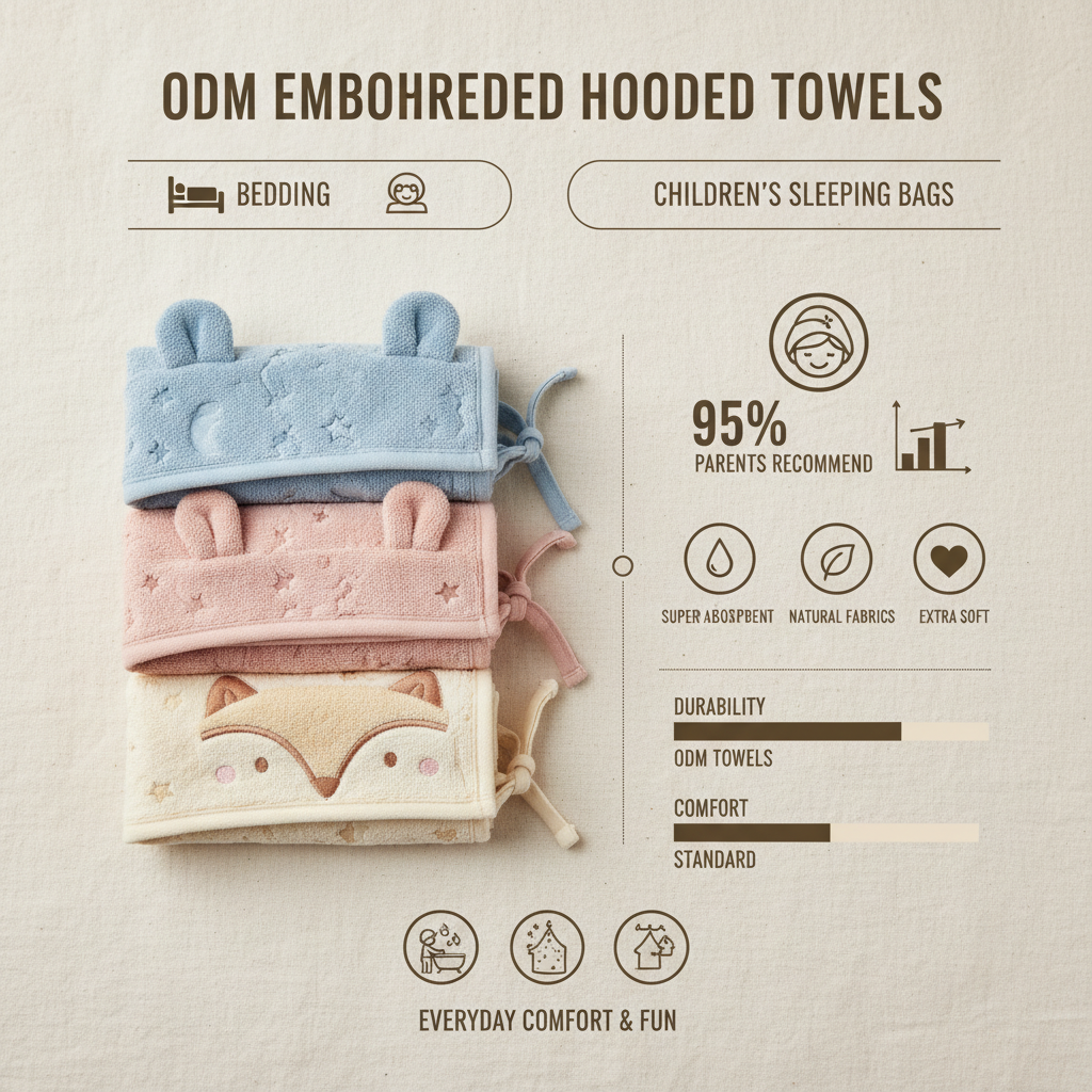 ODM Embroidered Hooded Towels with Ears Ties for Kids and Promotional Use