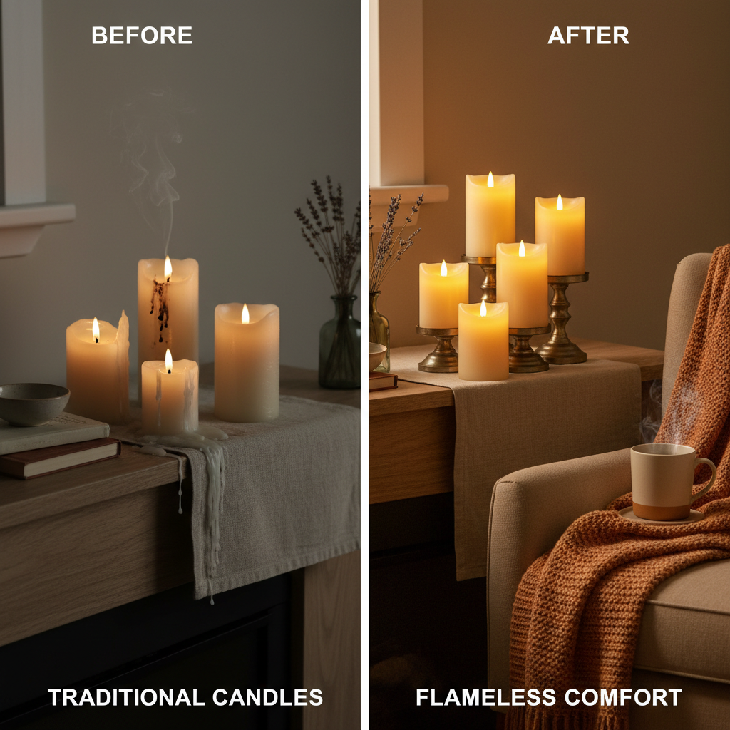 Illuminate Your Home with Stunning Big Flameless Candles from OuniScandle