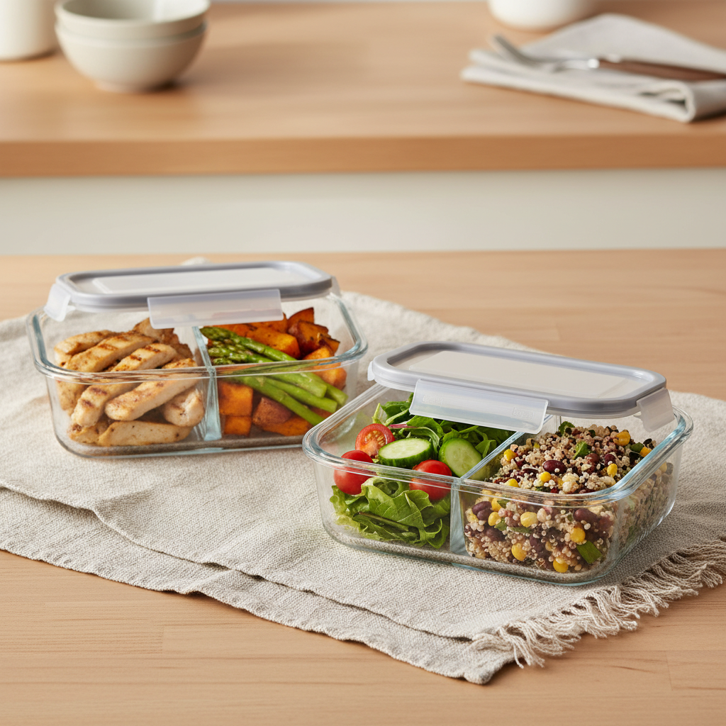 Maximize Meal Prep with Durable 2 Compartment Glass Meal Prep Containers