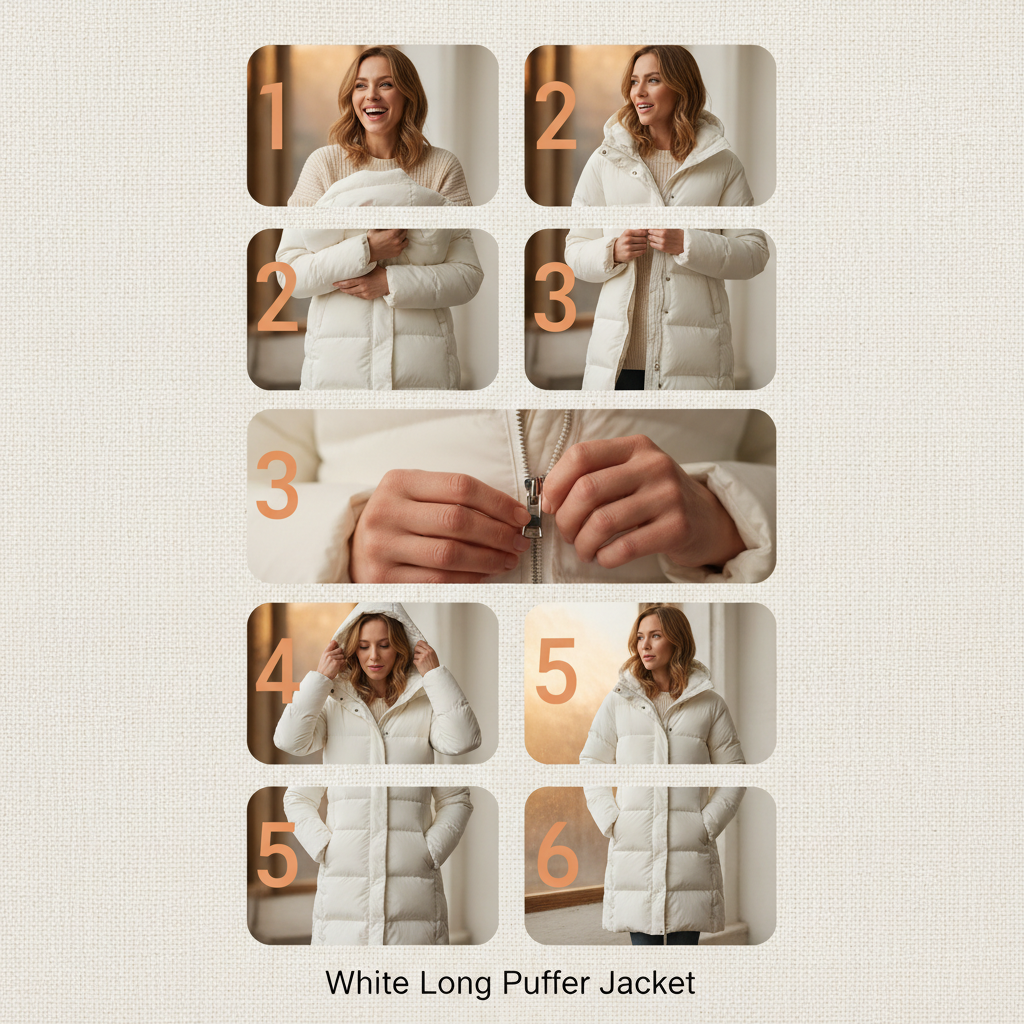 white long puffer jacket