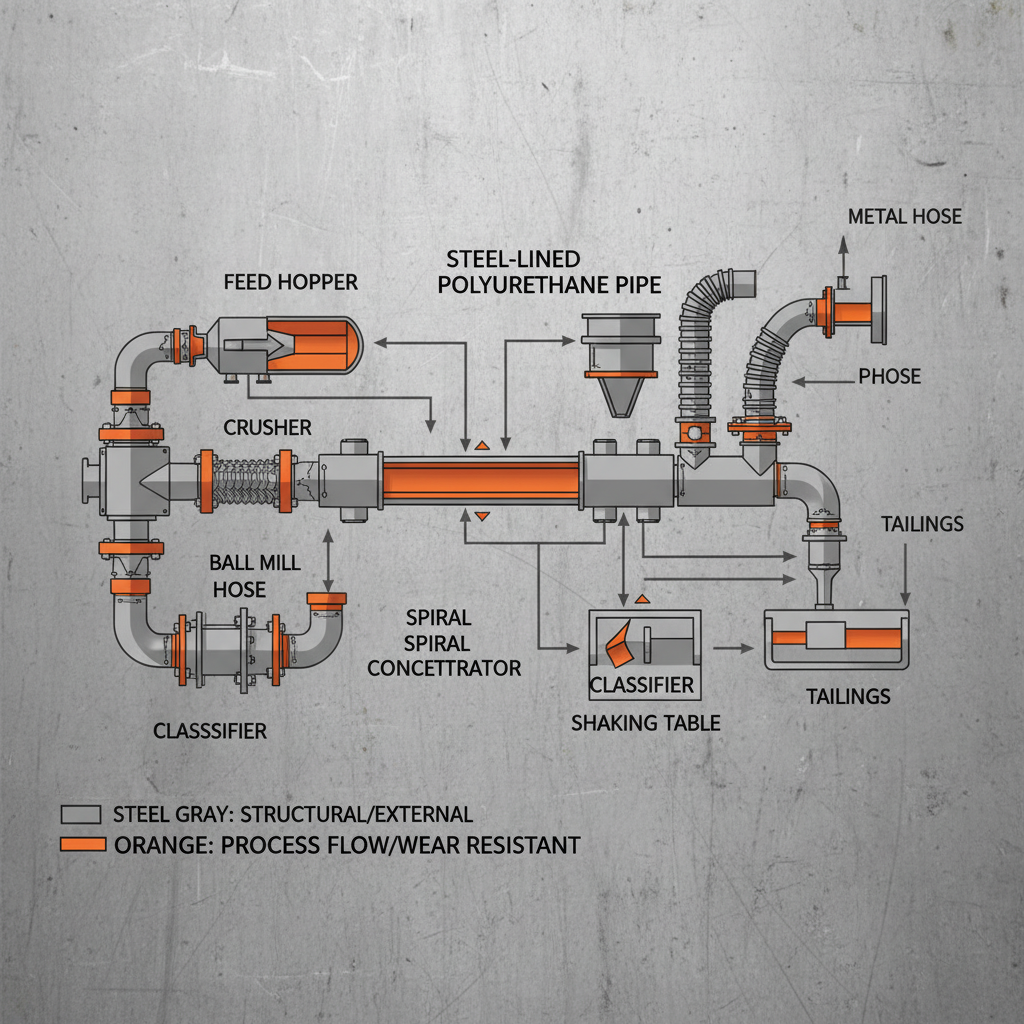 Steel Lined Polyurethane Pipes Metal Hoses For Gold Ore Concentration
