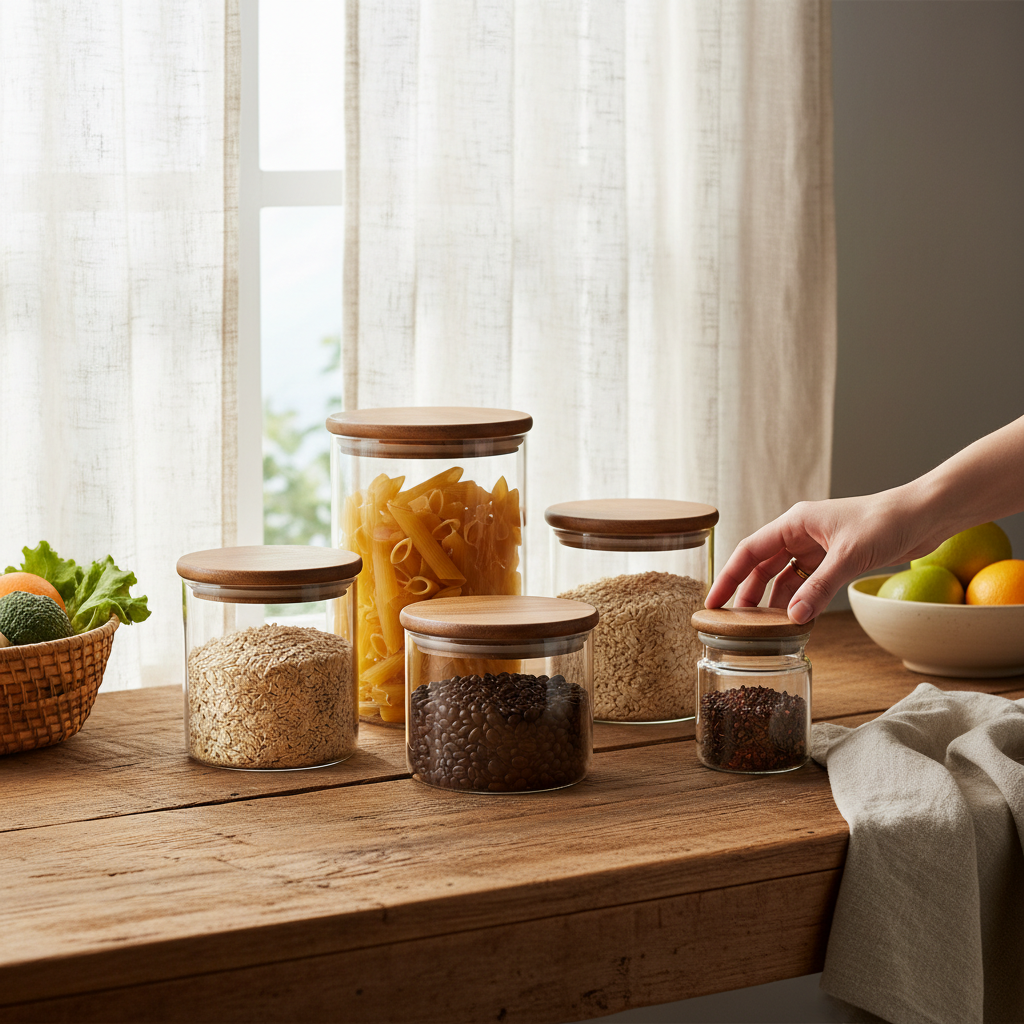 Elevate Your Kitchen with Stylish Glass Food Storage Wood Lid Containers