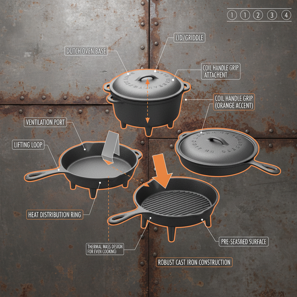 Durable Cast Iron Campfire Cookware