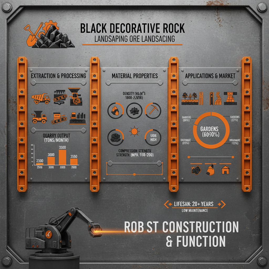 black decorative rock for landscaping