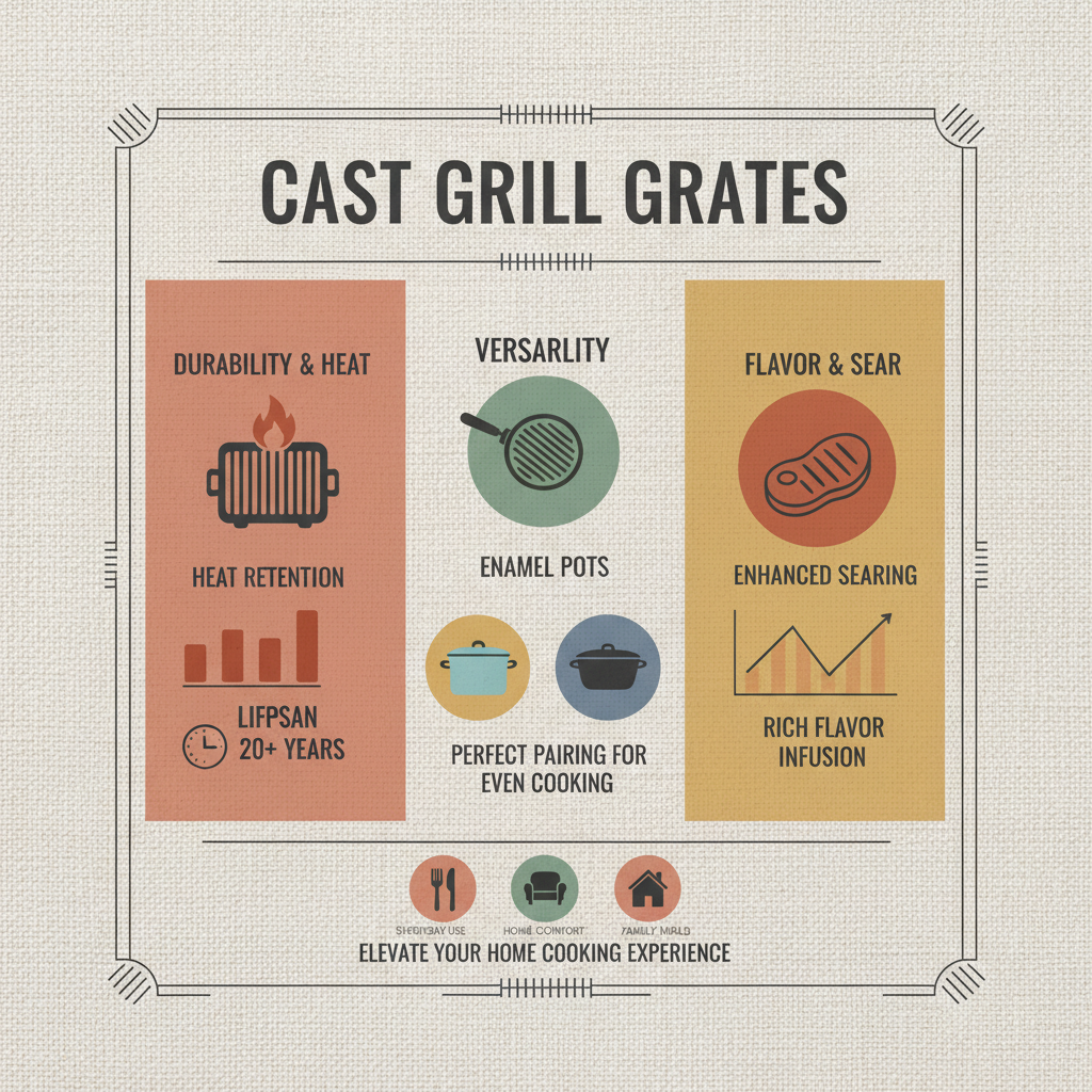 Superior Cooking with Durable Cast Grill Grates for Enhanced Flavor