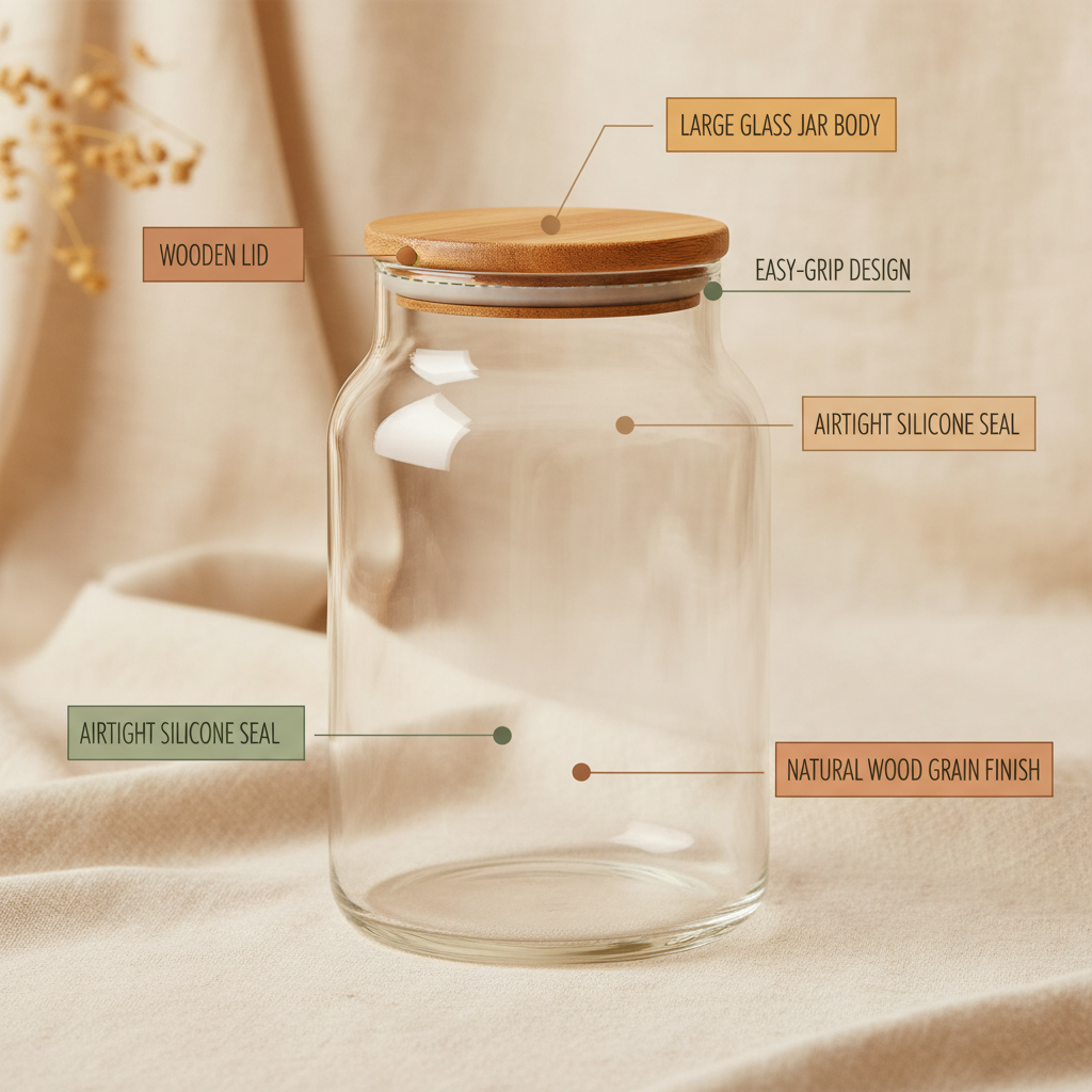 Enhance Your Kitchen with Stylish Large Glass Jars with Wooden Lid