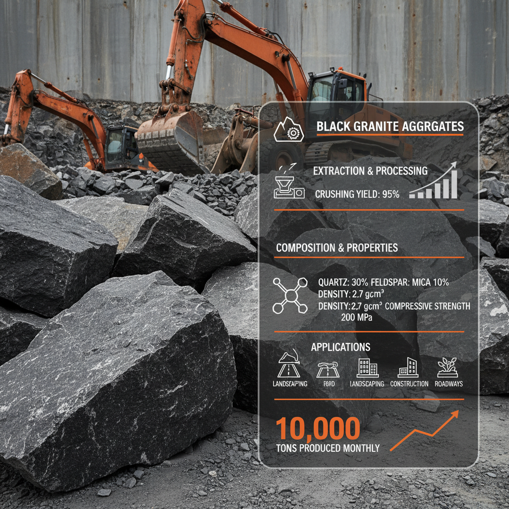 black granite landscape rock