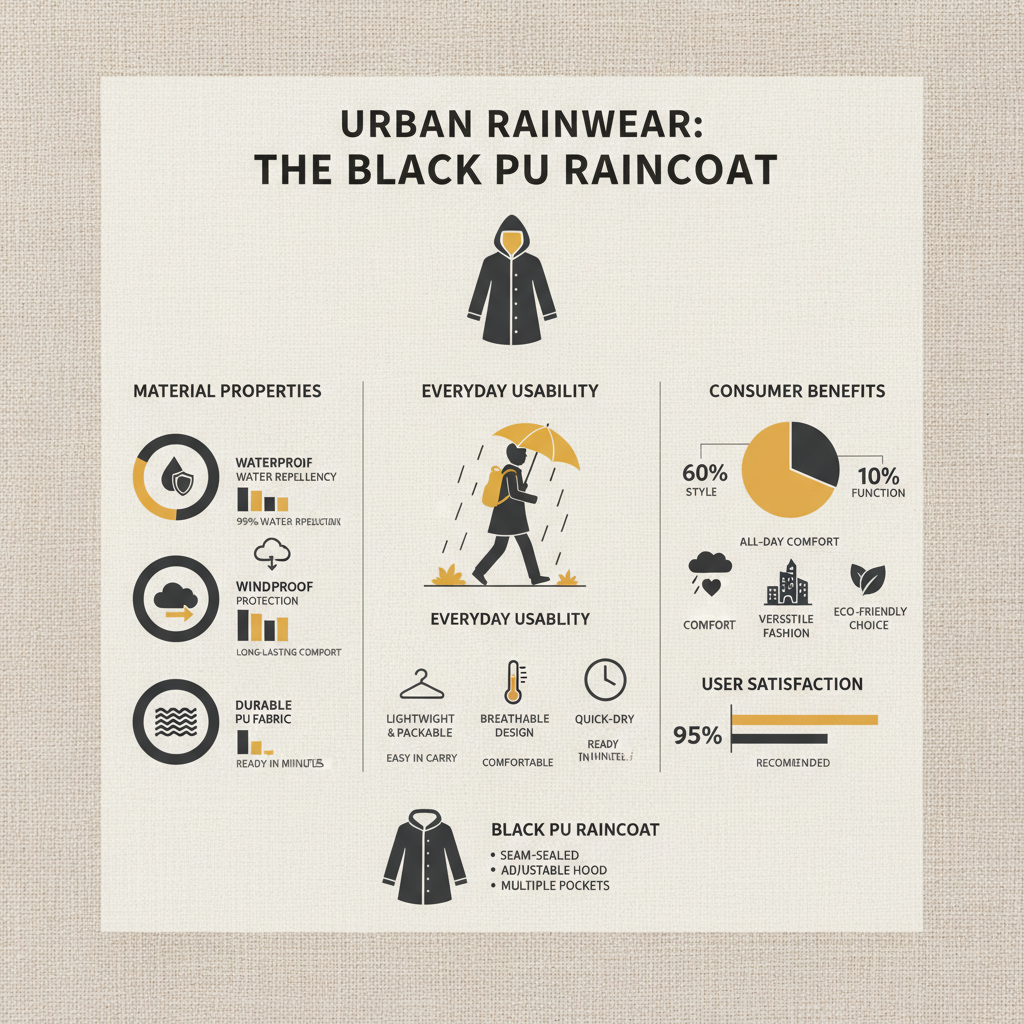 black pu raincoat
