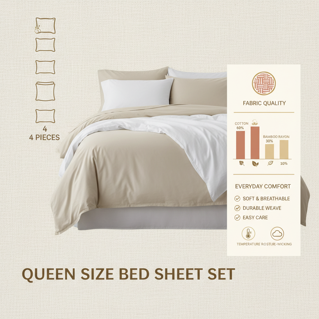 Invest in Comfort with a Durable Sheet Set 4 Pieces Queen Size Bed Sheet Set