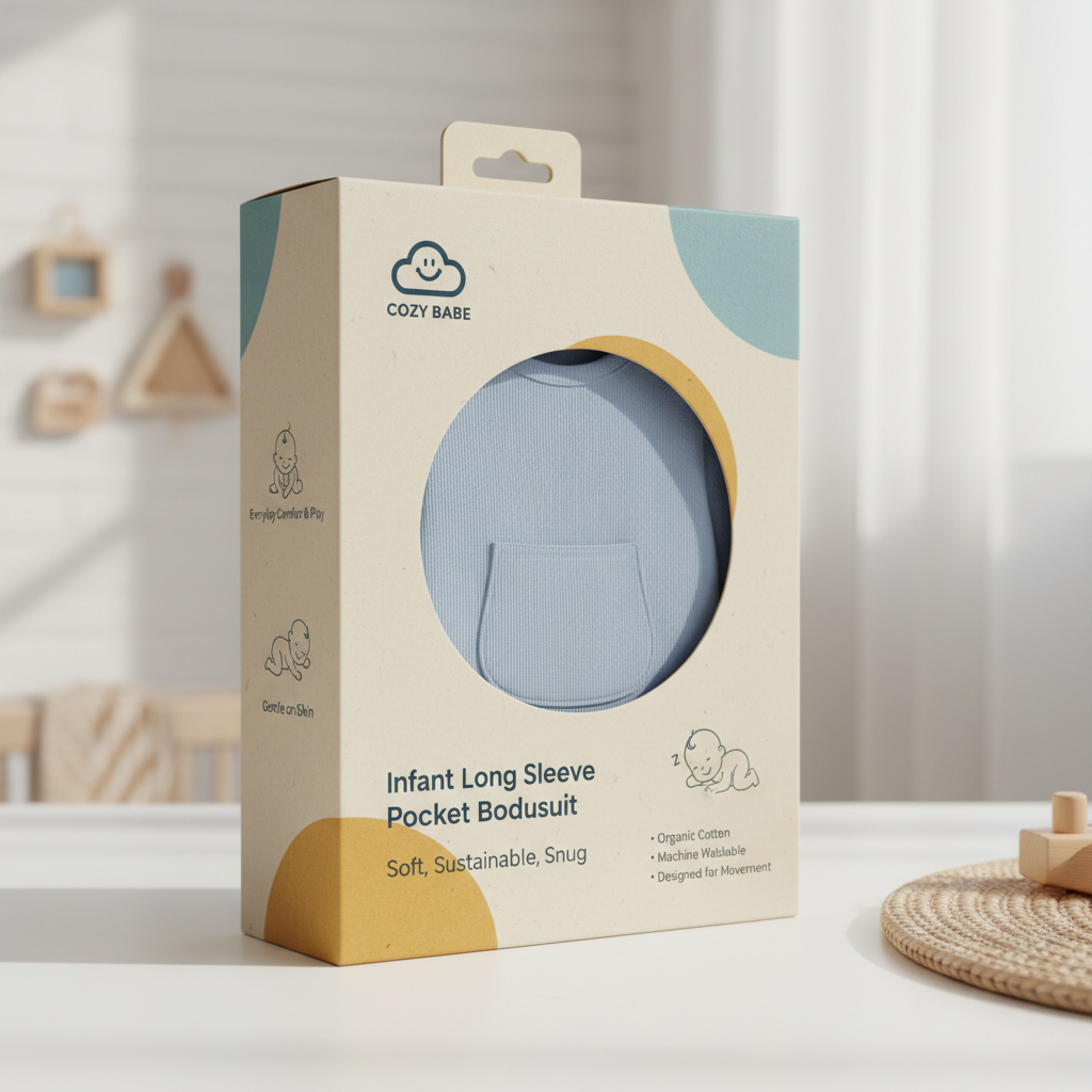 infant long sleeve pocket bodysuit