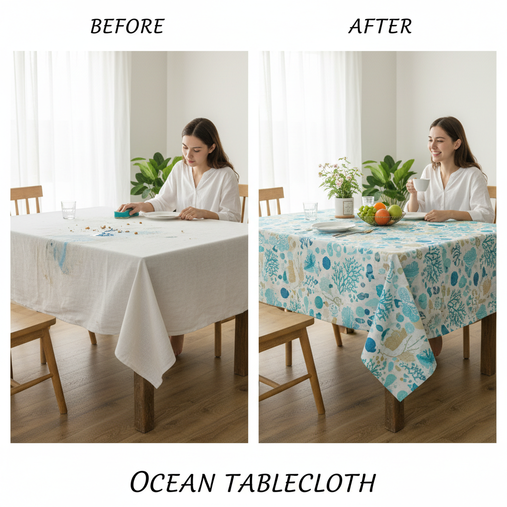 Elevate Your Dining Experience with a Stunning Ocean Tablecloth