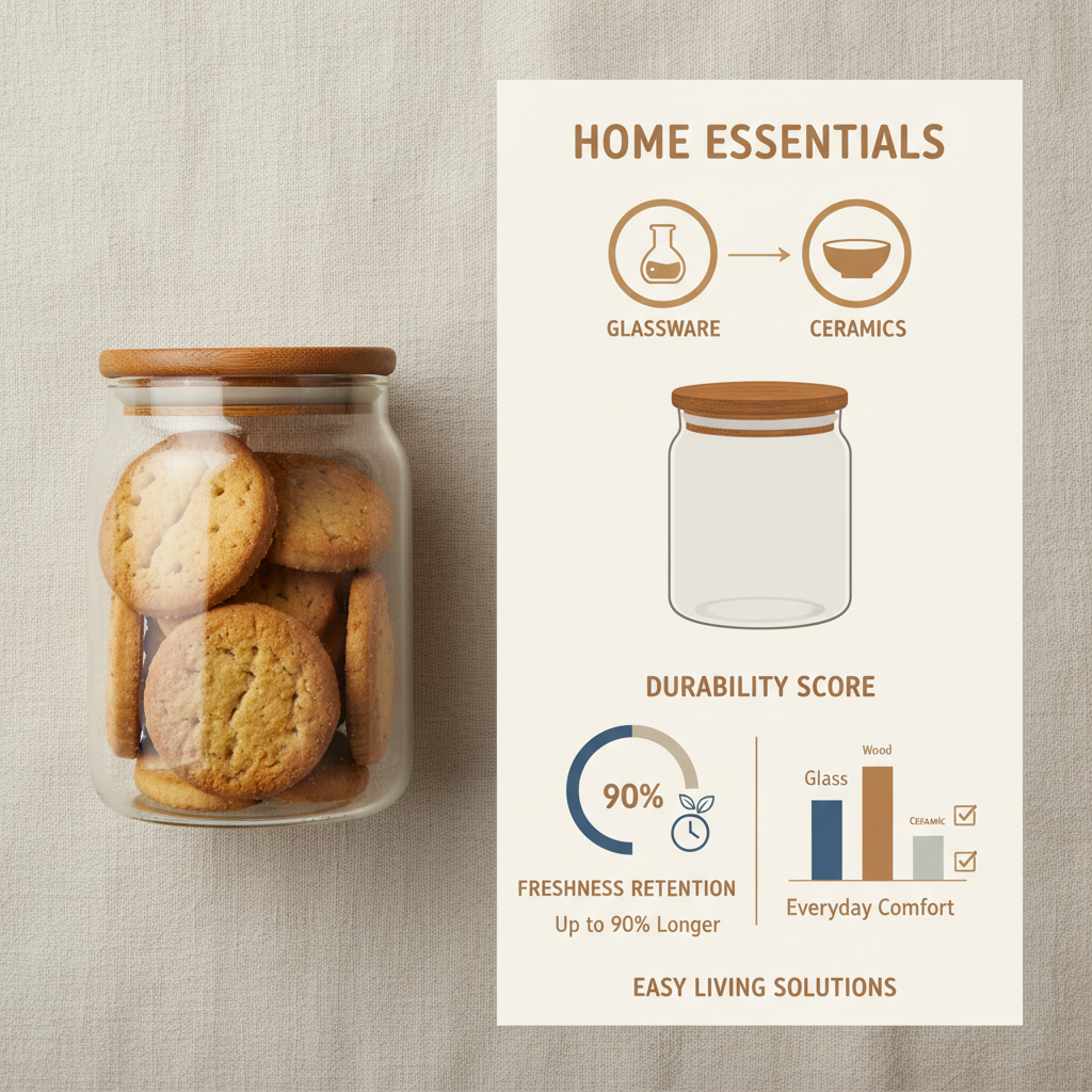 Enhance Your Kitchen with a Charming Glass Biscuit Jar with Wooden Lid
