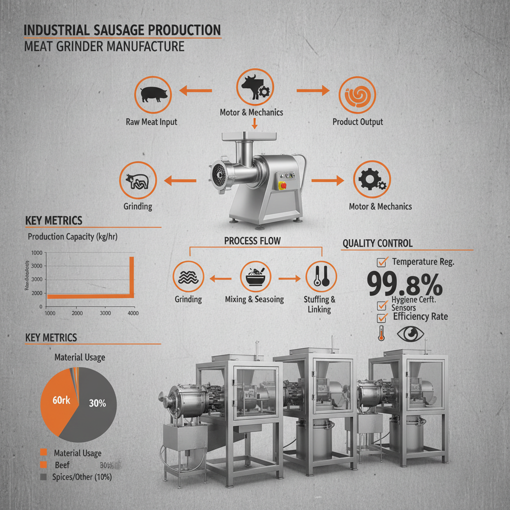 stuffing sausage with meat grinder Manufacture