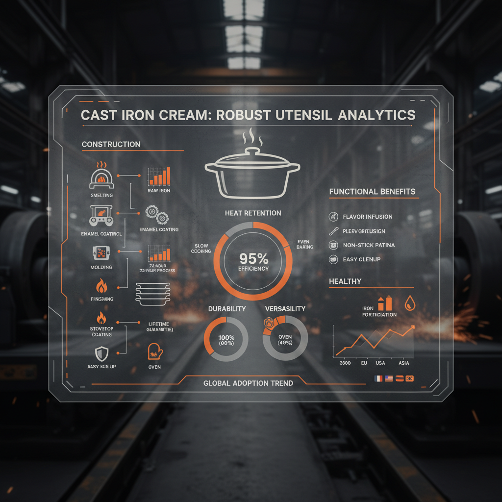 Durable Cast Iron Casserole Dish Cream for Construction and Reliable Cooking