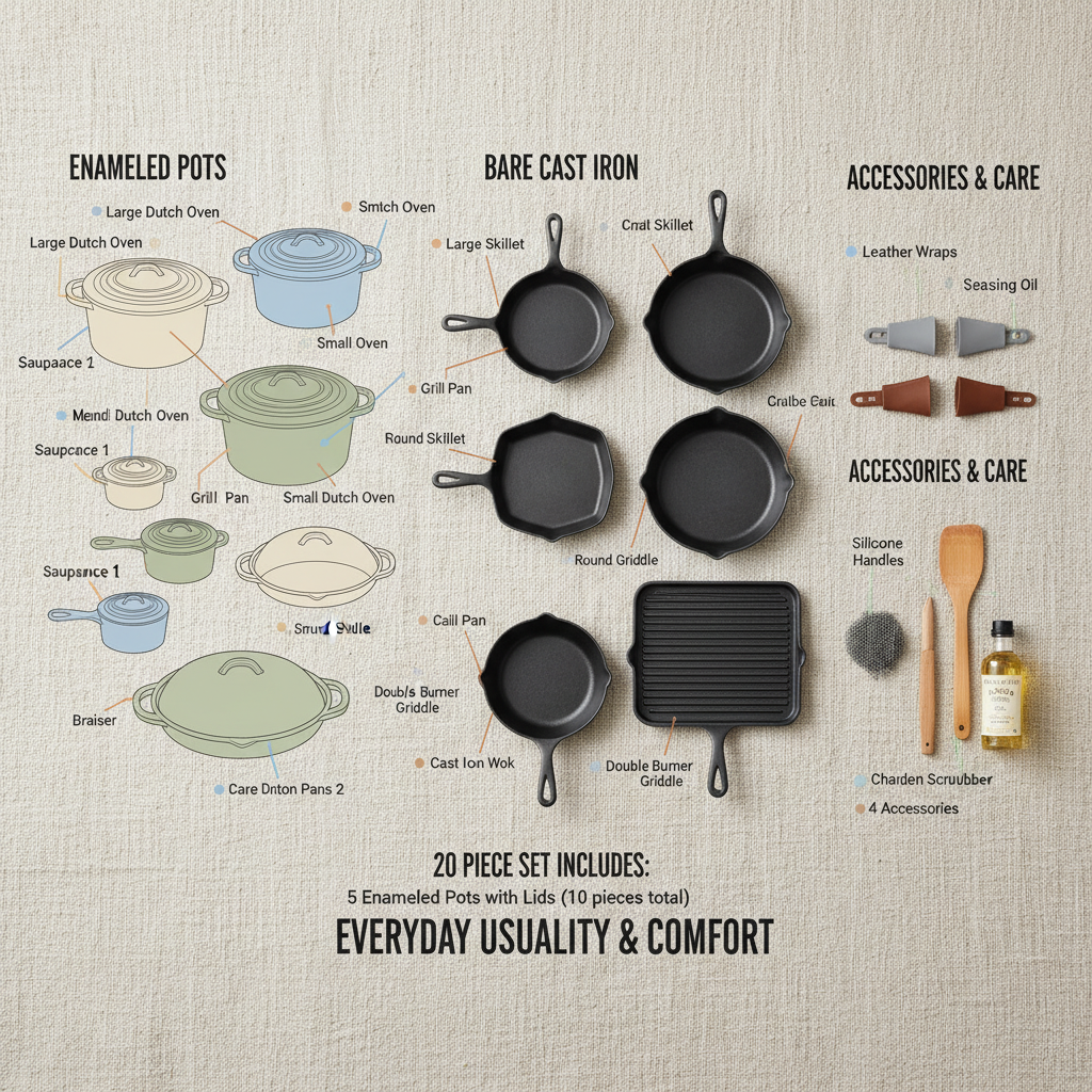 20 piece cast iron cookware set