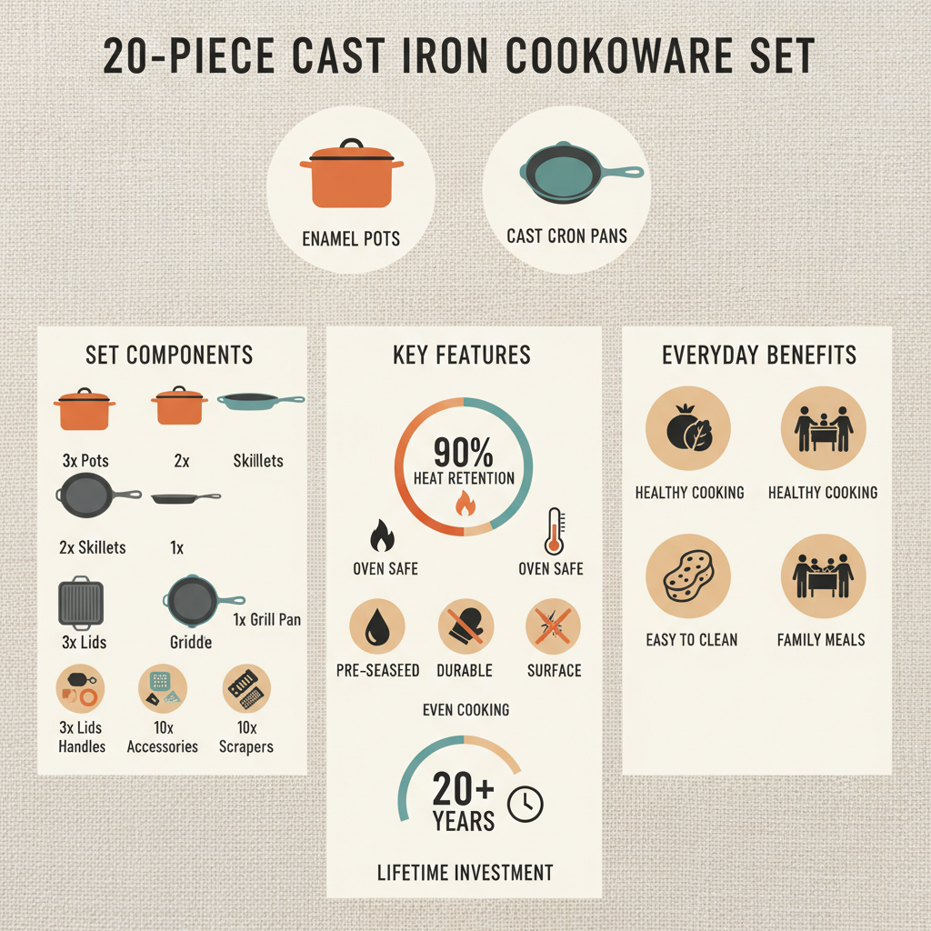 20 piece cast iron cookware set
