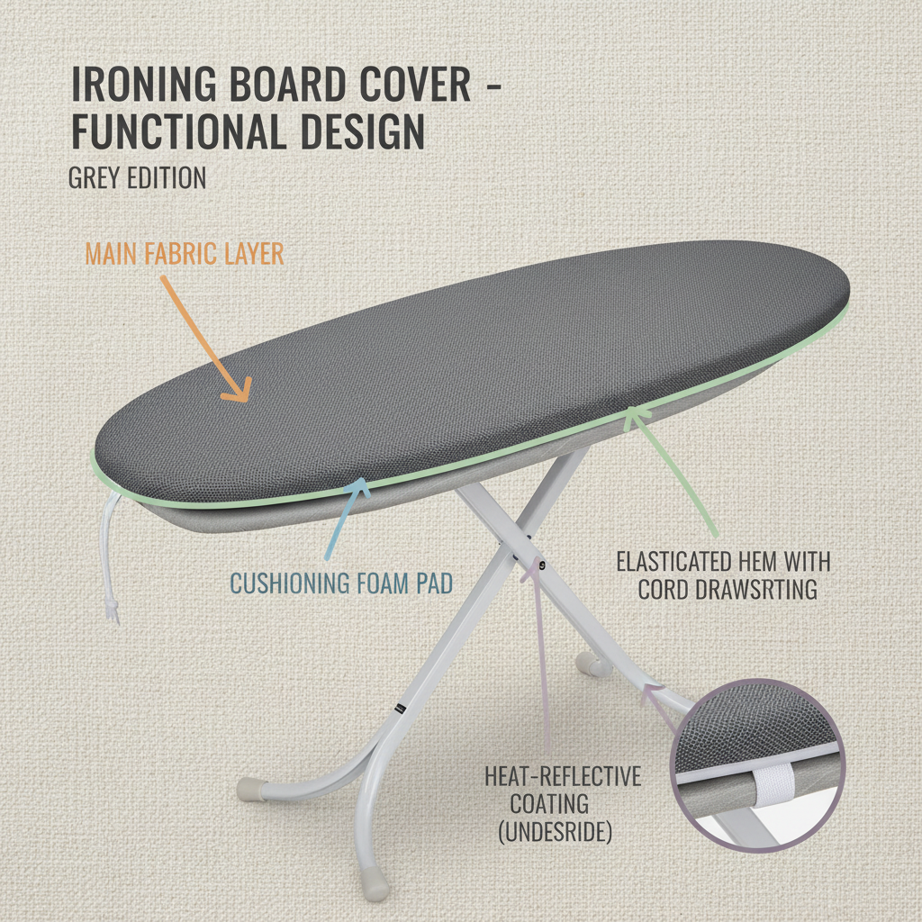 Durable Grey Ironing Board Cover for Construction and Professional Use