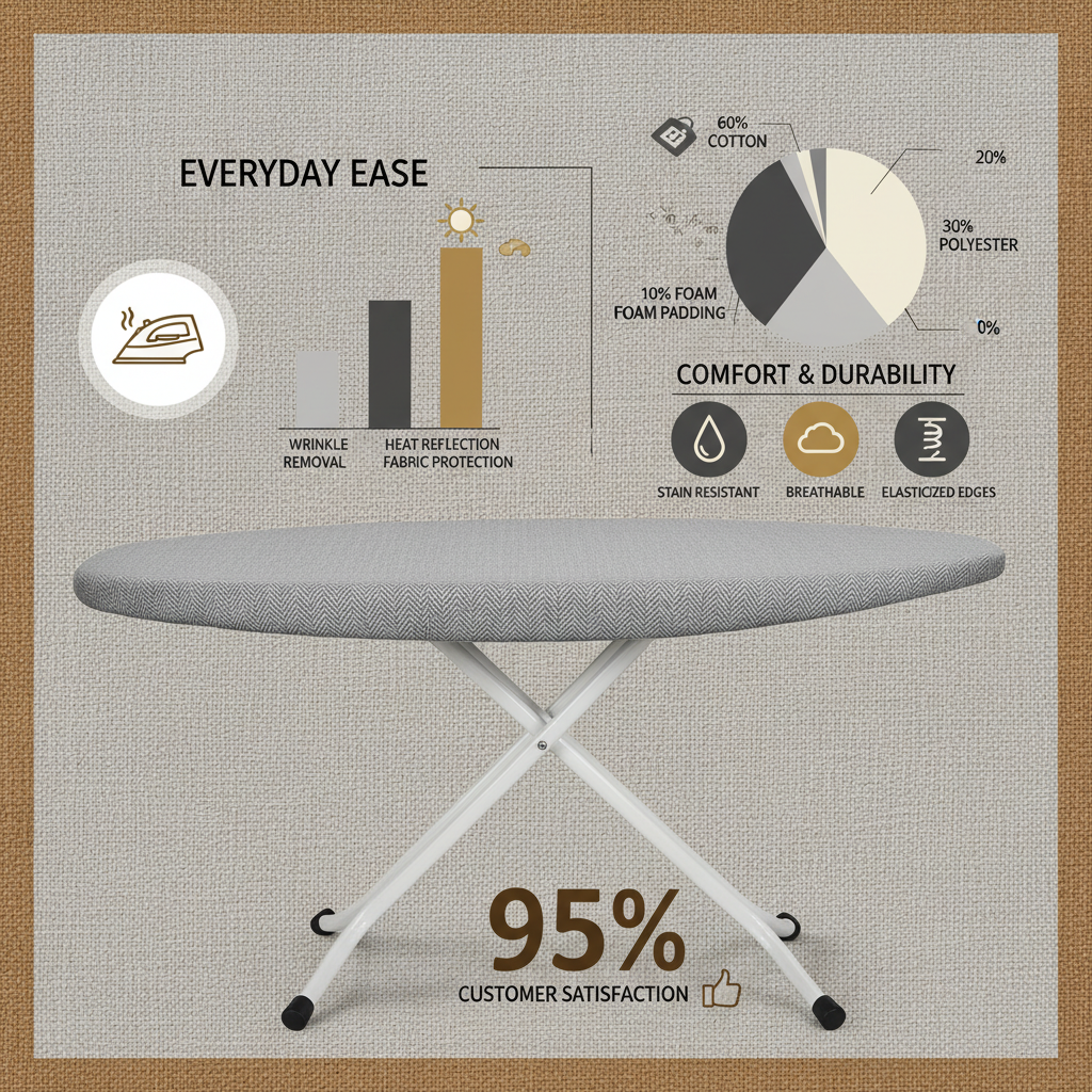 Durable Grey Ironing Board Cover for Construction and Professional Use