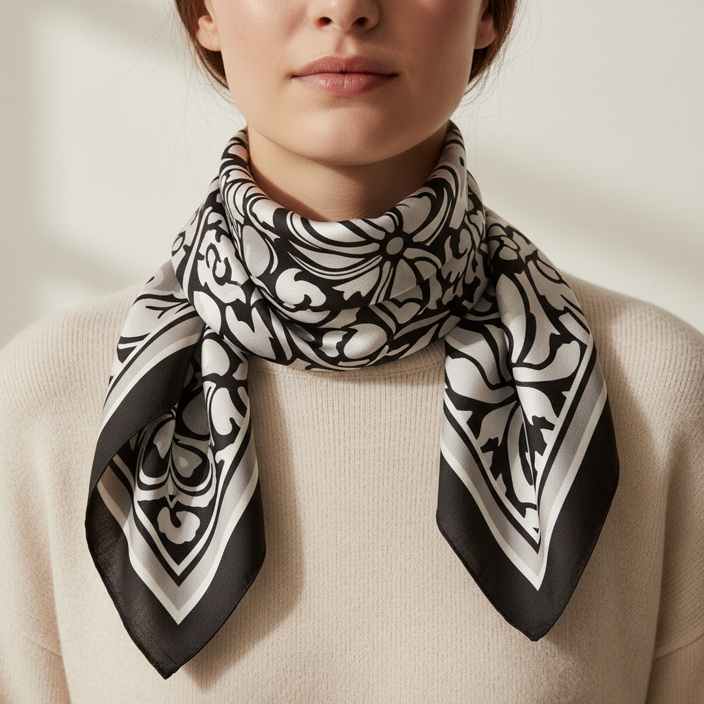 The Versatile Benefits of a Black and White Silk Scarf for Work and Beyond
