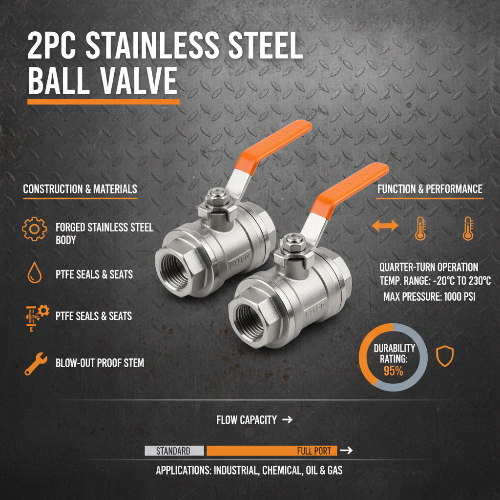 Reliable 2pc Stainless Steel Ball Valve for Industrial Flow Control