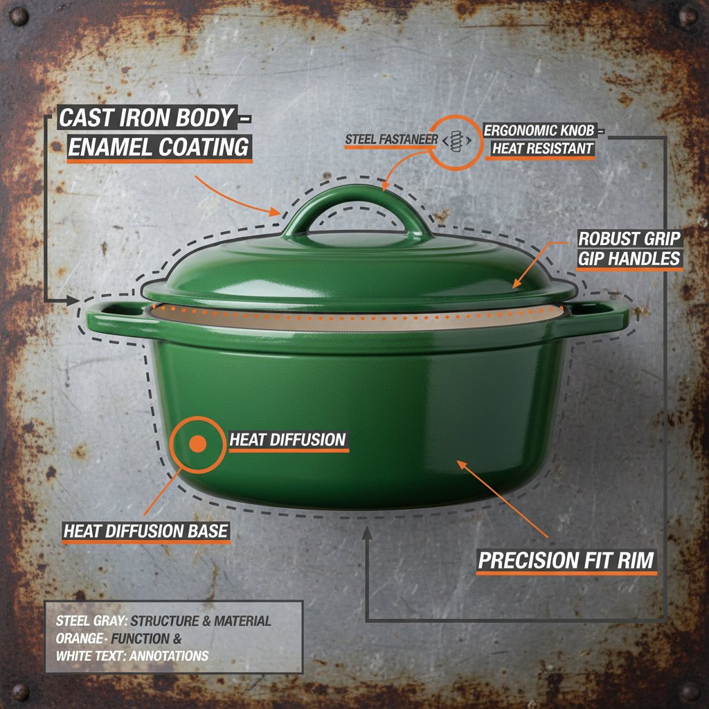 Durable Cast Iron Casserole Dish Green for Reliable Kitchen Performance