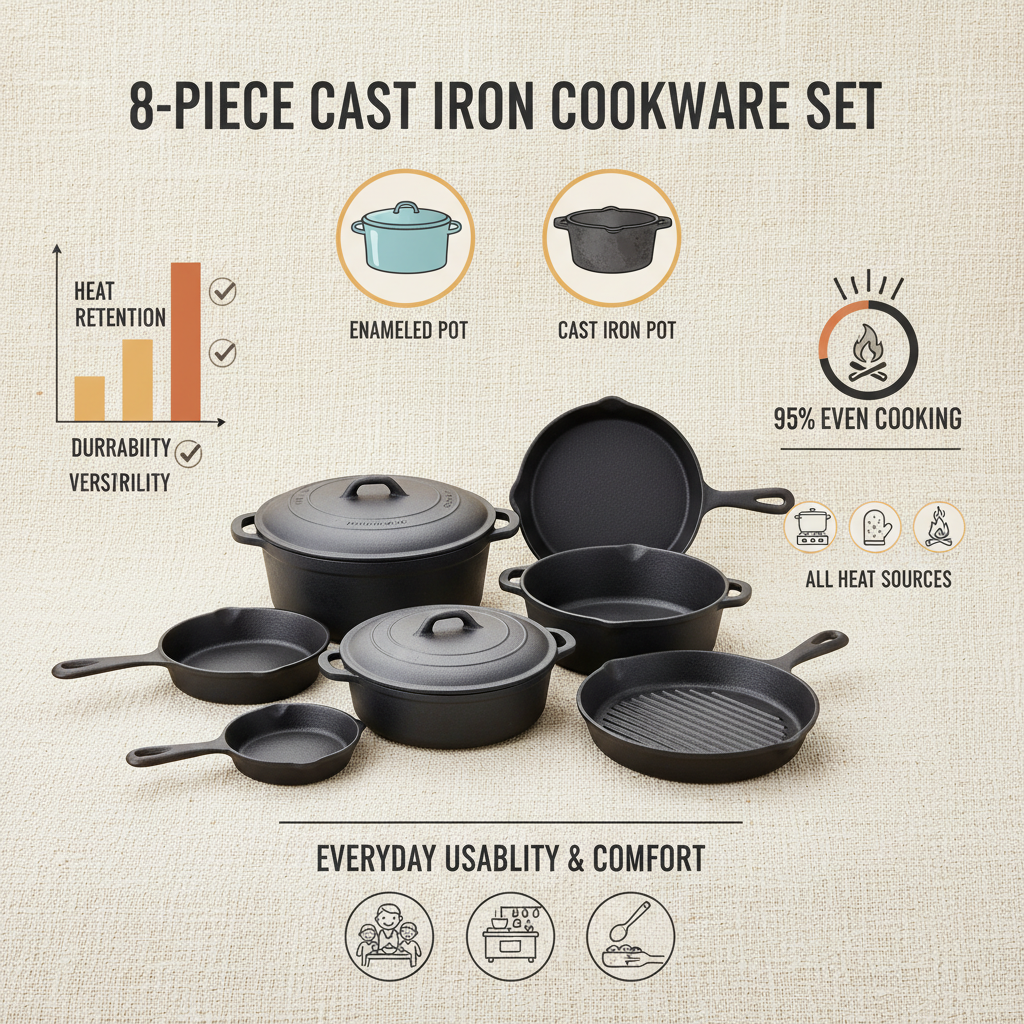 8 piece cast iron cookware set