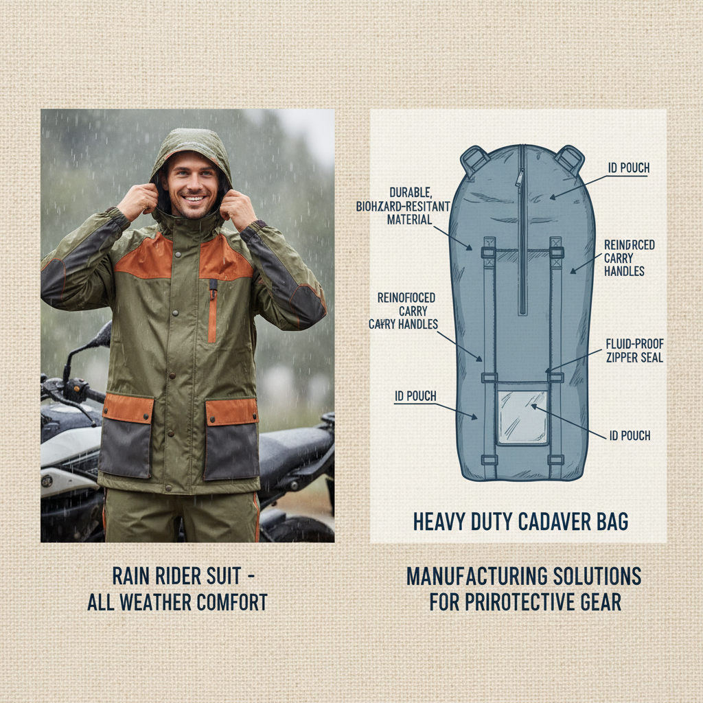 High Quality Motorcycle Rainwear and Heavy Duty Cadver Bag Manufacturers