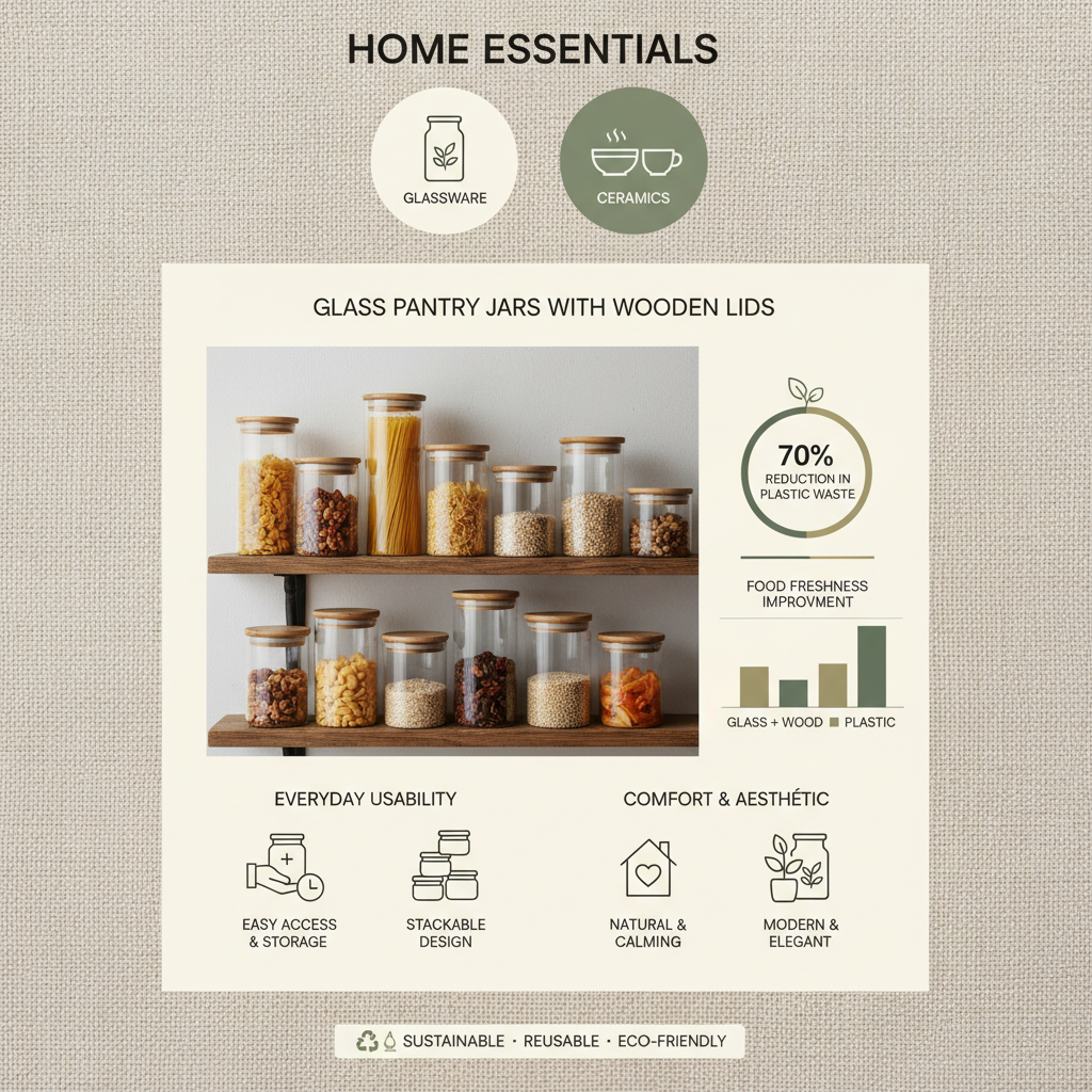 Enhance Your Kitchen with Elegant Glass Pantry Jars with Wooden Lids