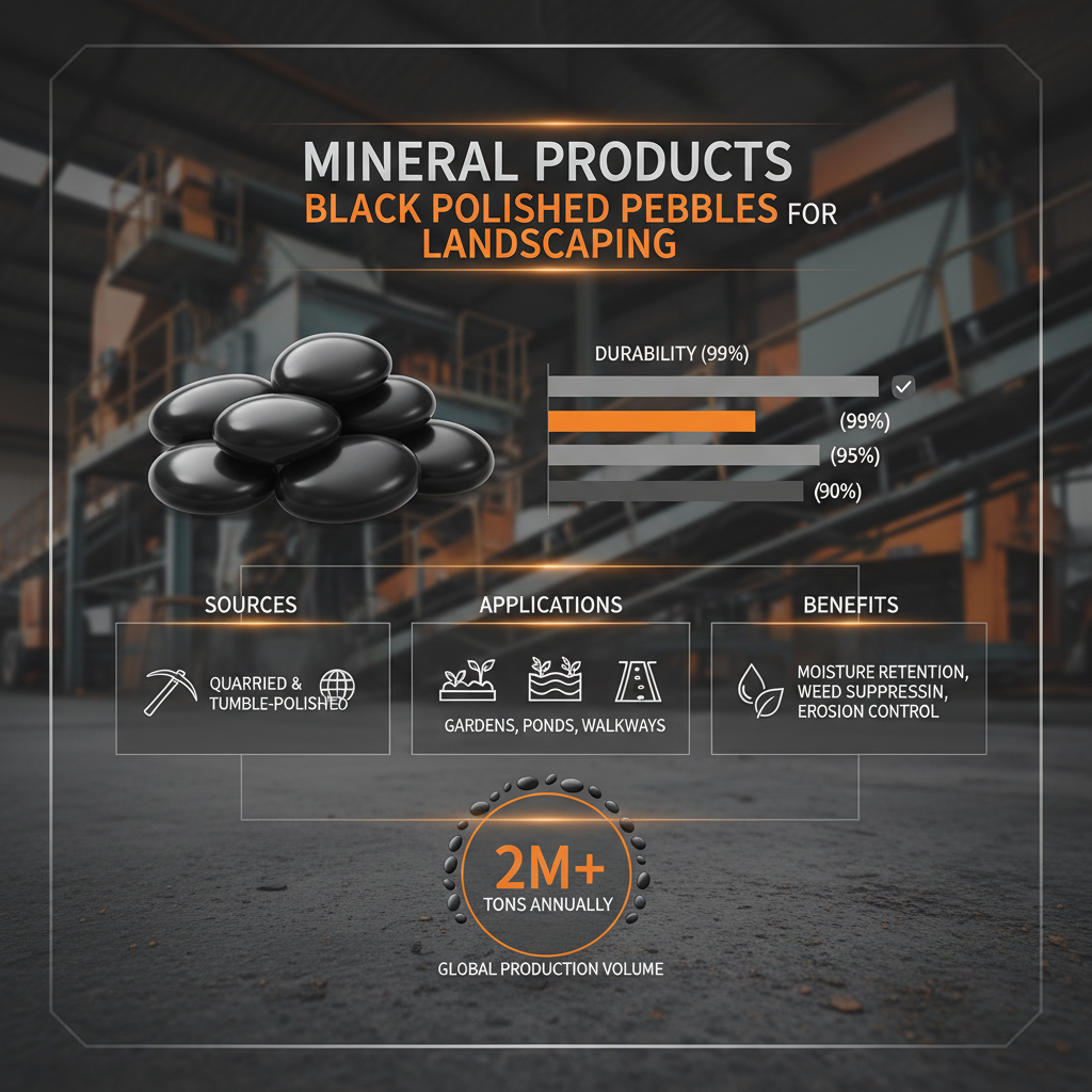 black polished pebbles landscaping