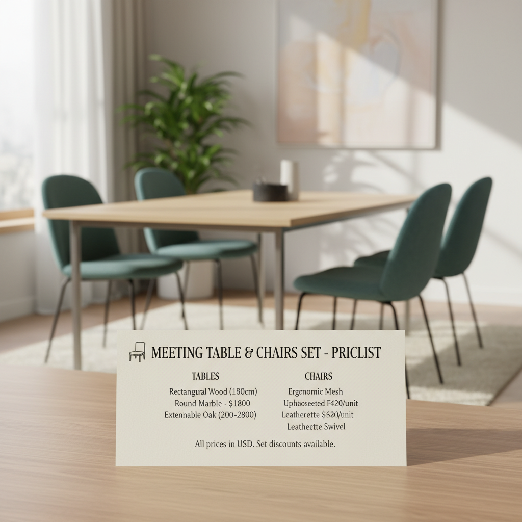 Comprehensive Meeting Table and Chairs Set Pricelist for Your Office Space