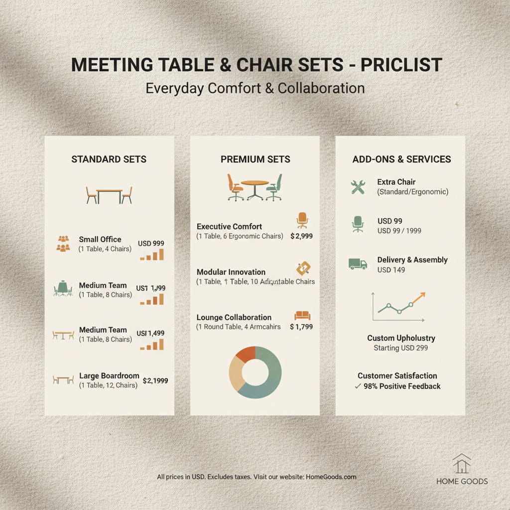 Comprehensive Meeting Table and Chairs Set Pricelist for Your Office Space