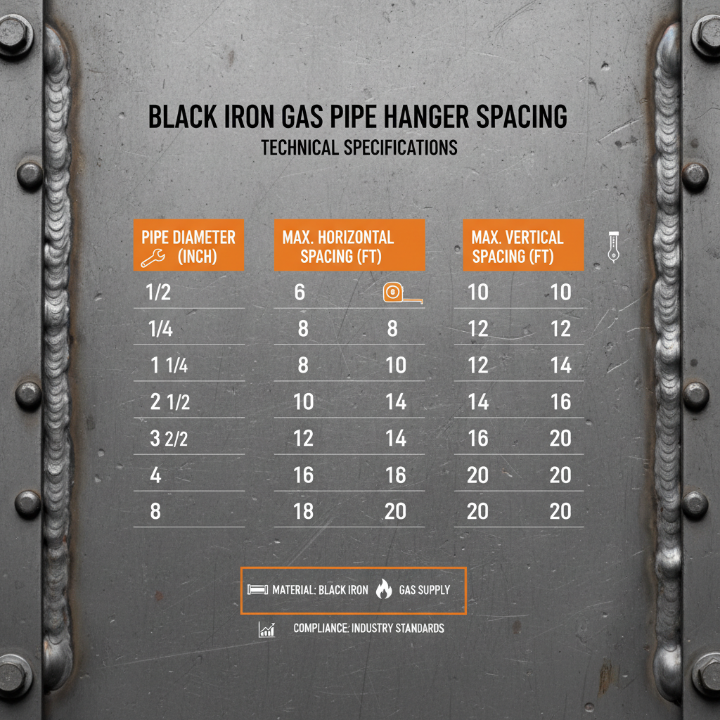 black iron gas pipe hanger spacing