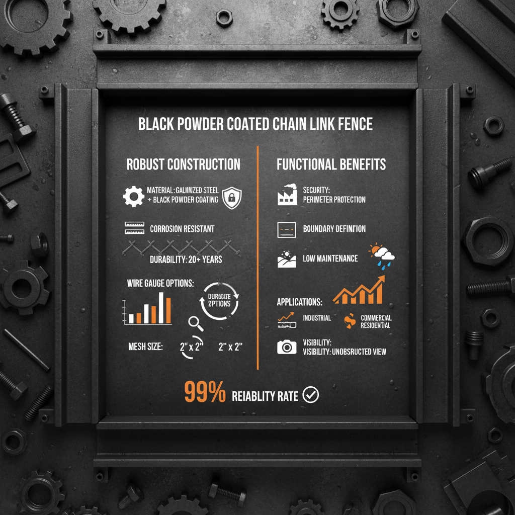 Durable Black Powder Coated Chain Link Fence for Long Term Security