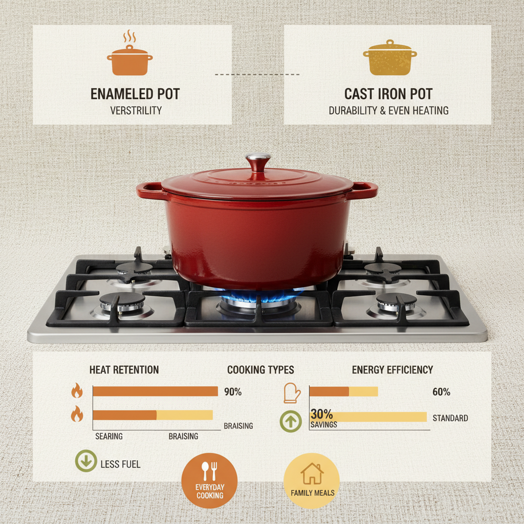 Robust Cast Iron Casserole Dish on Gas Hob for Construction Site Crews