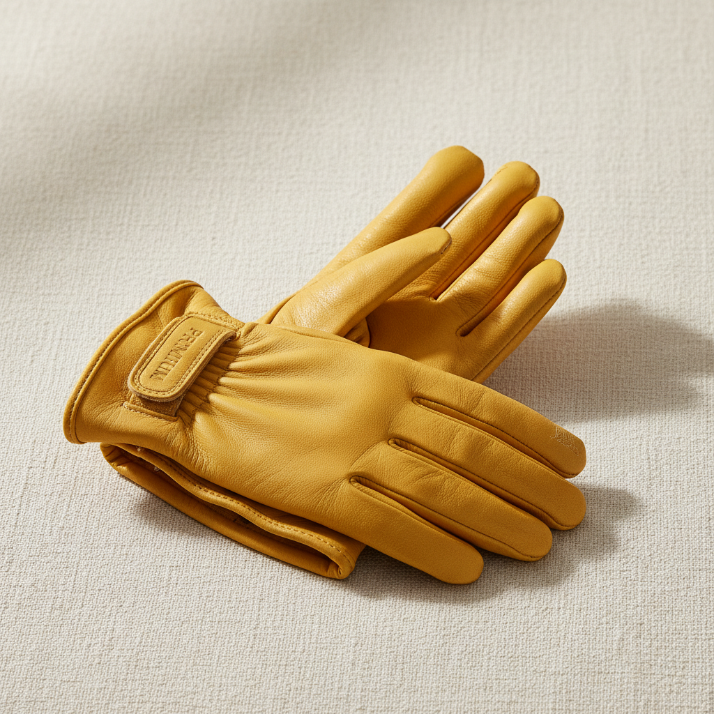 Durable Leather Gloves Yellow for Construction and Industrial Work