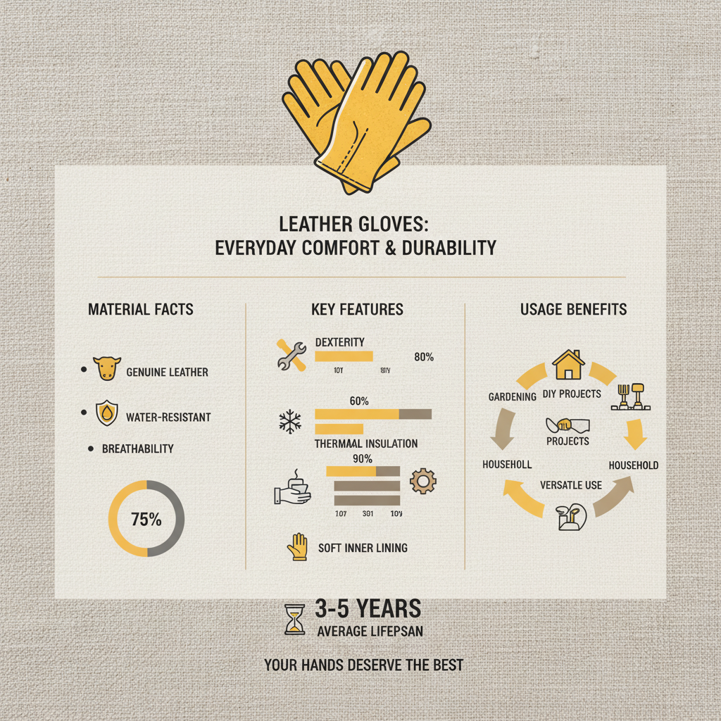 Durable Leather Gloves Yellow for Construction and Industrial Work