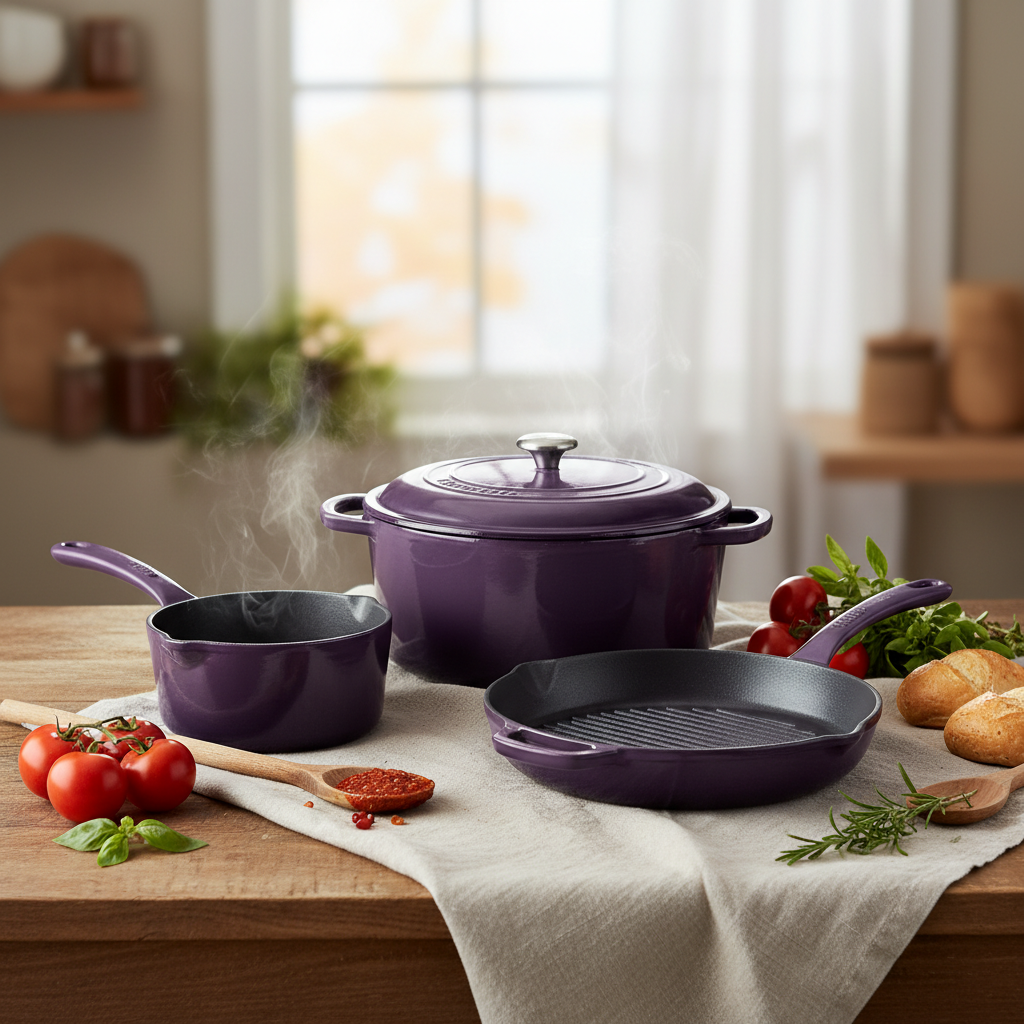 Elevate Your Kitchen with a Durable purple cast iron cookware set