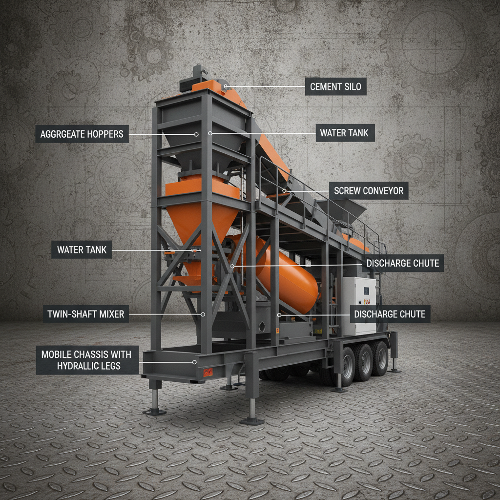 mobile foundation-free concrete batching plant