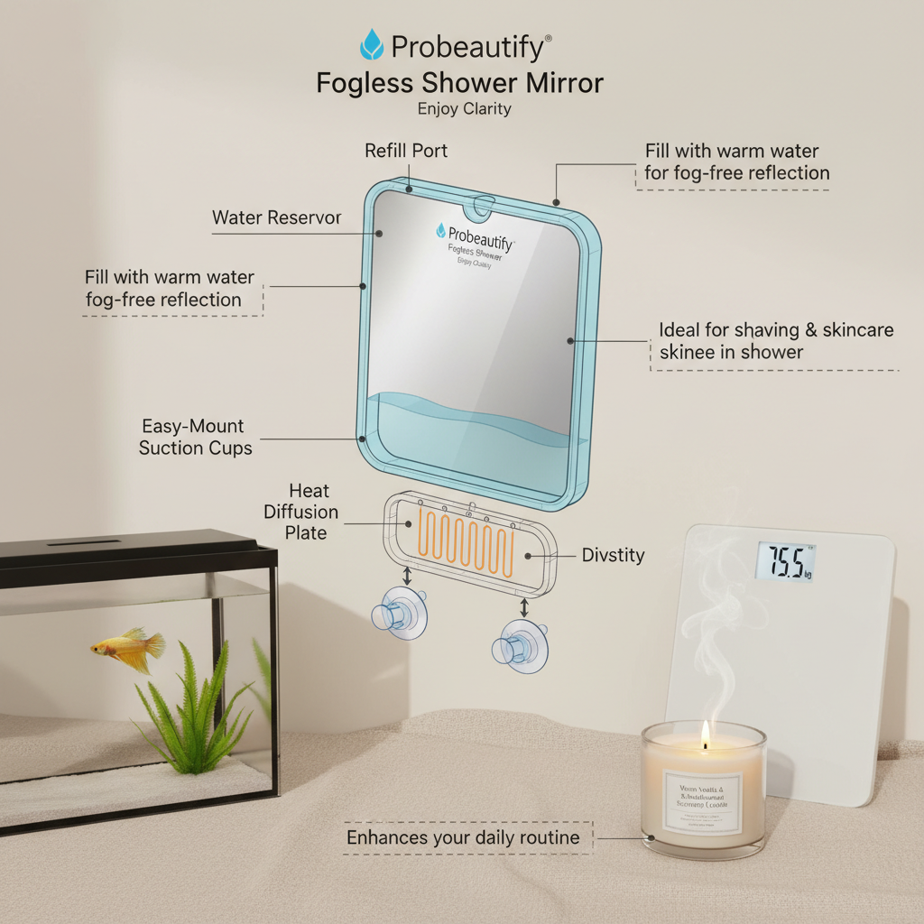 Probeautify Fogless Shower Mirror for a Clear and Comfortable Shower Experience