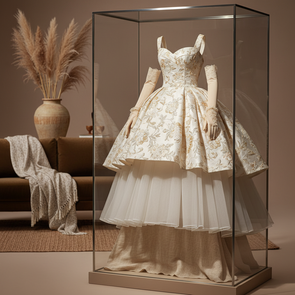 ball gown and gloves