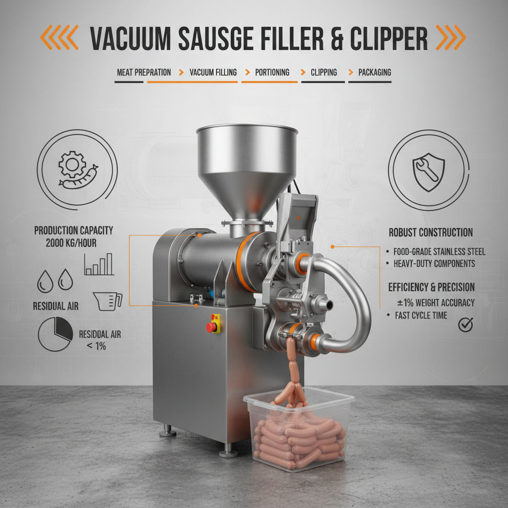 Advanced Vacuum Sausage Filler with Clipper for Efficient Meat Processing